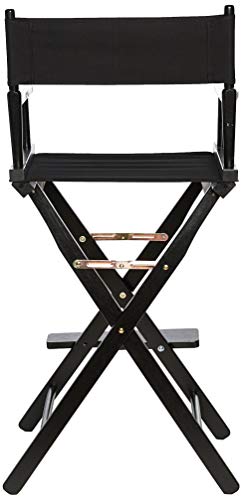 30-Inch Solid Wood Director's Chair, Foldable Bar Height Seat