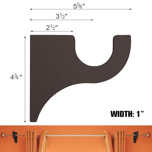 4-Pack Wooden Curtain Rod Brackets for 2-Inch Rods, 3 1/2-Inch Return