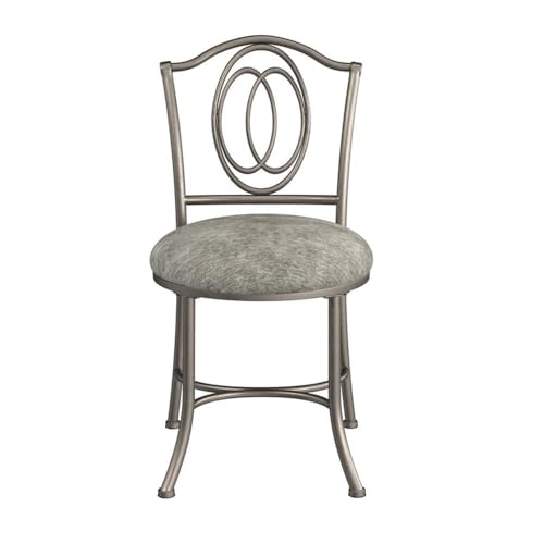 Hillsdale Emerson Metal Vanity Stool, Silver, 51053A