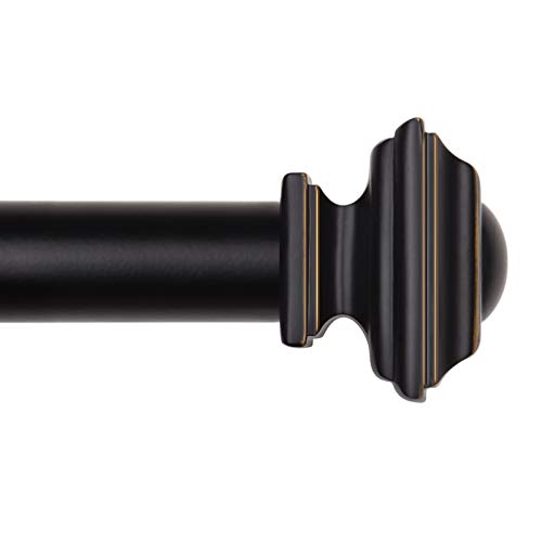 Square Curtain Rod Finials, 1-Inch and 7/8-Inch Decorative End Caps, Black