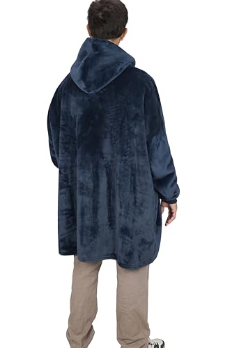 Wearable Fleece Blanket Hoodie with Full-Arm Access for Medical Treatment