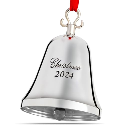 2024 Silver Christmas Bell Ornament - Engraved Nickel-Plated Holiday Decor