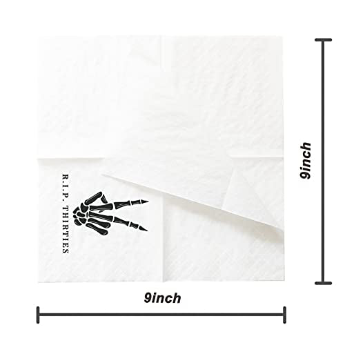 SharkBliss RIP Thirties 40th Birthday Cocktail Napkins, 100 Pack - Funny Party Supplies