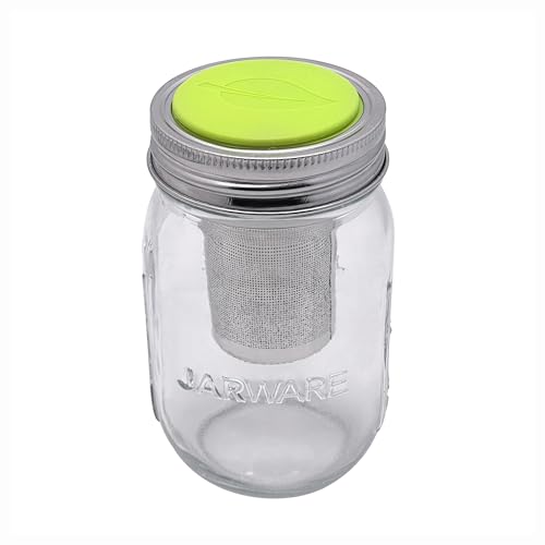 Jarware Mason Jar & Tea Infuser Lid - Fits Regular Mouth Mason Jars, Stainless Steel Filter, Perfect for Hot & Cold Brew Tea (Variation: Mason Jar & Tea Infuser Lid)