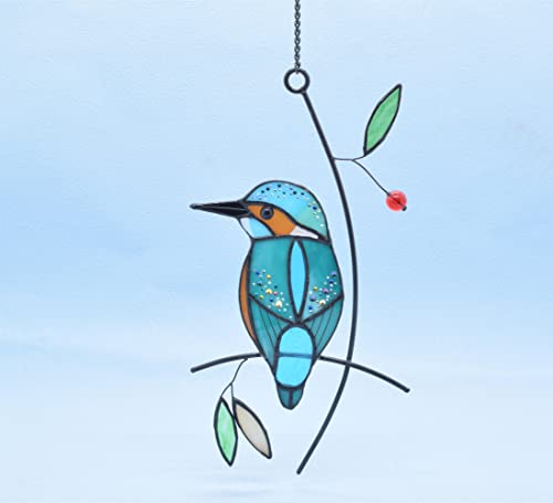 Kingfisher Stained Glass Suncatcher - Bluebird on Branch