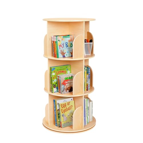 3-Tier Rotating Bookshelf, Spinning Corner Bookcase for Kids & Nursery