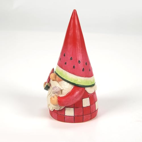 Enesco Jim Shore Heartwood Creek You're One in a Melon Watermelon Gnome Figurine- Stone Resin Hand Painted Crafted Collectible Decorative Gnomes Figurines Home Decor Statue, 4.5 Inch
