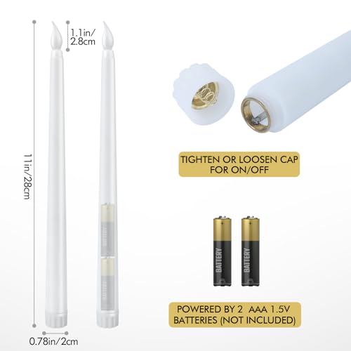 Bazayona 36pcs Ivory 11 inch Flameless LED Taper Candles Battery Operated