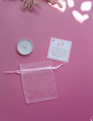 50-Piece Baby Shower Candle Favor Set with Blessing Cards and Organza Bags