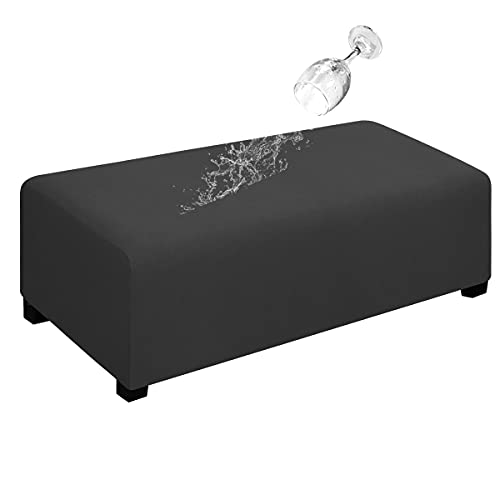 XX-Large Waterproof Ottoman Cover - Dark Gray Slipcover for Footstool