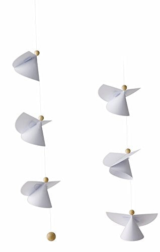 Guardian Angel Hanging Mobile - 14 Inch Handmade Paper and Wood Art