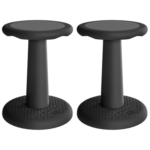 Kids Wobble Stools, 17.7-Inch Active Seating Chairs, 2-Pack - Black
