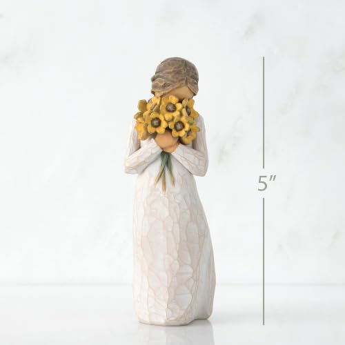 Warm Embrace Hand-Painted Resin Figurine, 5-Inch Sunflower Statue