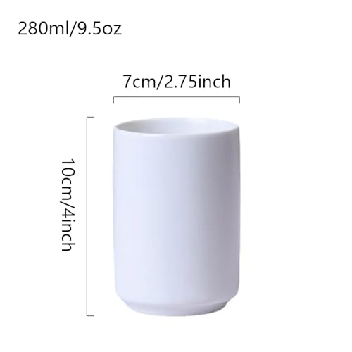 RabyLeo White 280ml Japanese Minimalist Handleless Ceramic Mug - Tea & Coffee Cup
