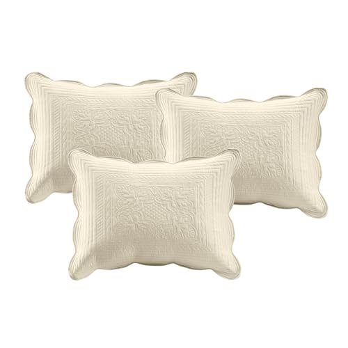 6-Piece Coastal Quilted Daybed Cover Set with Scalloped Edge - Cream, Twin