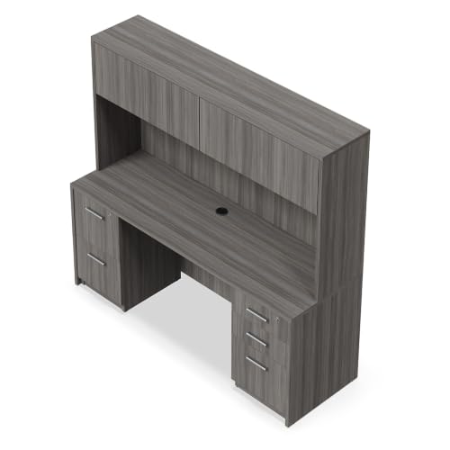 Executive Credenza Desk with Hutch Storage - Commercial Office Workstation