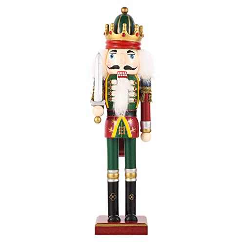 12-Inch Traditional Wooden Nutcracker Soldier - Hand-Painted Tabletop Decor