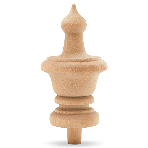 3-1/2 Inch Unfinished Birch Wood Finials - 6 Pack for Furniture & Crafts