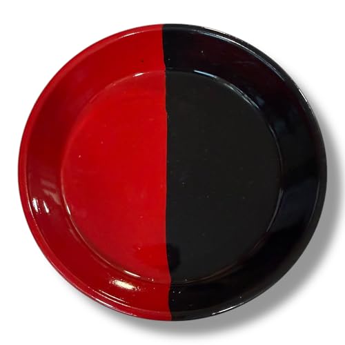 6-Inch Red and Black Ceramic Offering Plate for Santeria Rituals