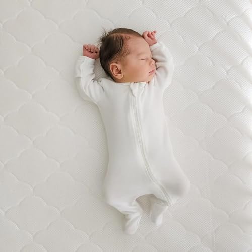 Breathable Washable Crib Mattress - 2-Stage Infant & Toddler Bed Support, White