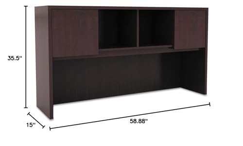 Valencia Series 4-Compartment Office Hutch, Mahogany Laminate, 59-Inch