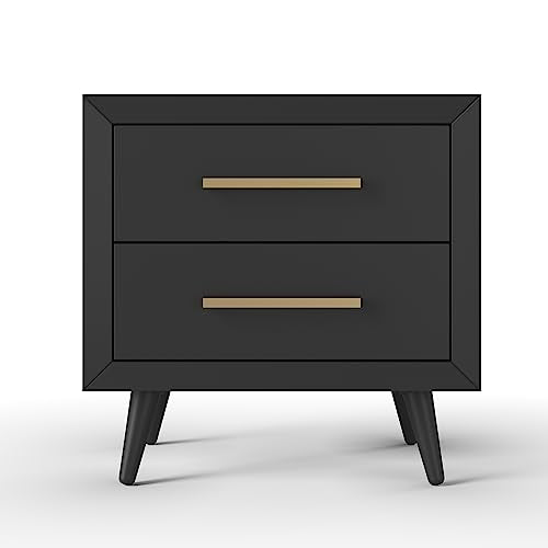 Child Craft Cranbrook Ebony Nightstand - Mid-Century Modern 2-Drawer Bedside Table