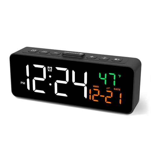 Compact 3-in-1 Digital Alarm Clock with Date & Temperature Display