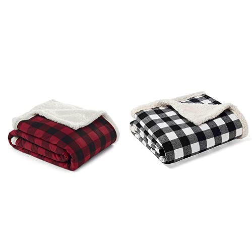 Reversible Flannel Sherpa Throw Blanket - Cabin Plaid, 50x60 Inches