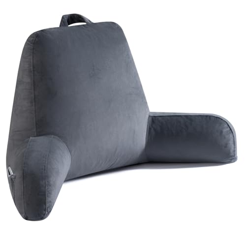 Reading Pillow with Shredded Memory Foam and Side Pockets - 19-Inch