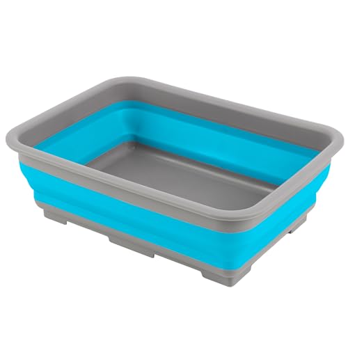 Collapsible Wash Basin Portable Dish Tub & Camping Sink - Blue, 7.27L