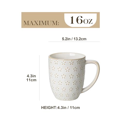 MALACASA 4-Piece Ceramic Coffee Mug Set 16oz Large White Drinkware
