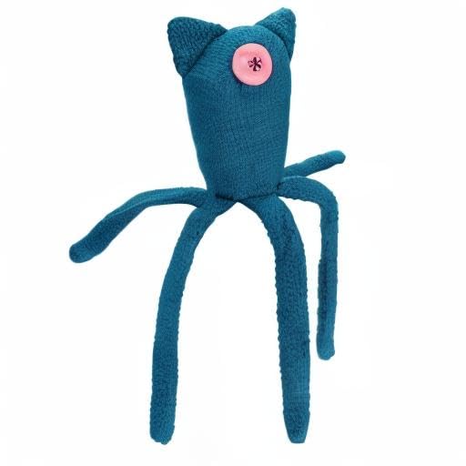 Handmade One-Eyed Octopus Crochet Plush Doll, 23cm Turquoise Stuffed Toy