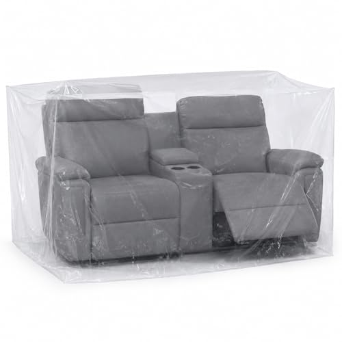 Clear Plastic Loveseat Cover, 91 W x 45 D x 50 H, 4 Mil PE