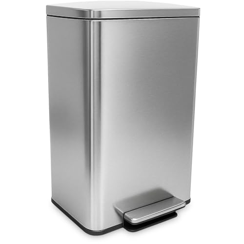 50 Liter Stainless Steel Step Trash Can with Soft-Close Lid