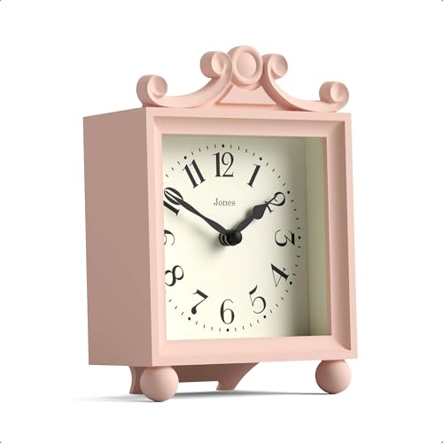 Small Rose Pink Mantel Clock, Classic Carriage Style Table Clock