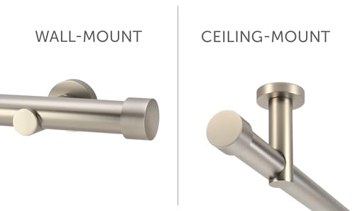Adjustable Ceiling or Wall Mount Curtain Rod Brackets, Warm Gold, Set of 2