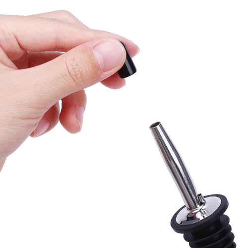 Black Rubber Pour Spout Dust Covers for Liquor & Oil Bottles - 180 Pack