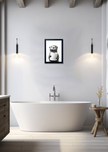 Funny Raccoon Bathroom Wall Art Framed Black and White Canvas Print 8x10