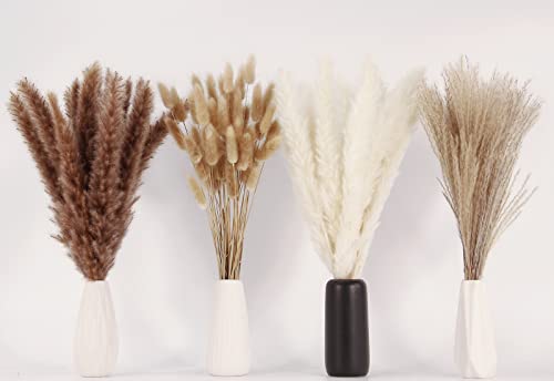 100 Stems Natural Dried Pampas Grass Decor - 17" Boho Floral Bouquet