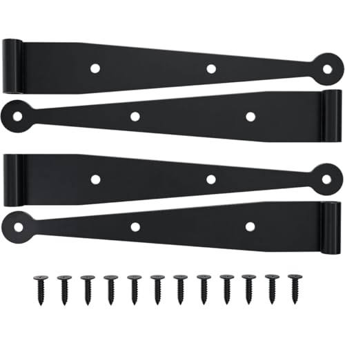 10-Inch Matte Black Strap Hinge Shutter Kit - 304 Stainless Steel (2 Pairs)