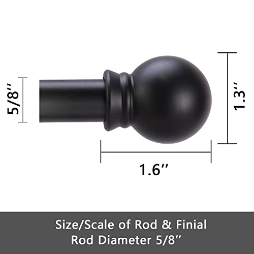 Matte Black Curtain Rods 32-48 Inch Heavy Duty Metal Window Rod Set