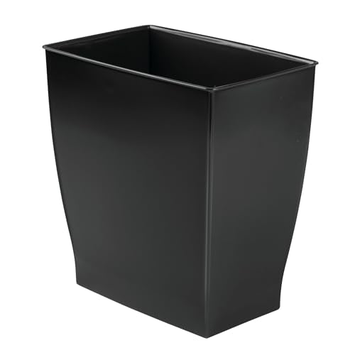 Slim Plastic Trash Can - 2.5 Gallon Small Rectangular Wastebasket, Black