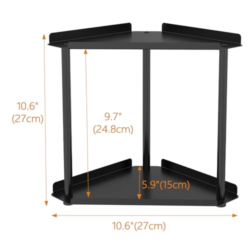 2 Tier Bathroom Counter Organizer & Corner Vanity Shelf in Black