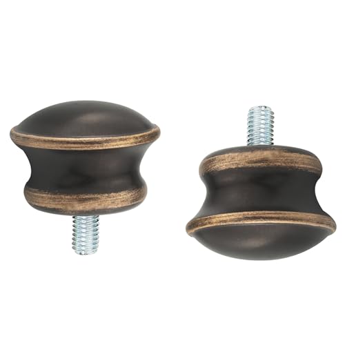 6PCS Brown Mushroom Curtain Rod End Caps, 5/8 Inch Diameter M5 Threaded