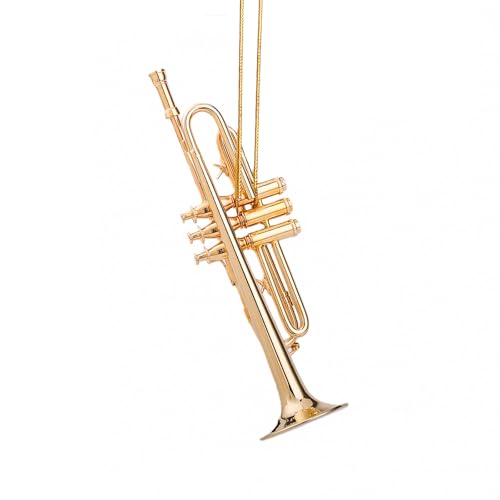 4.72" Brass Trumpet Miniature Hanging Ornament - Brass & Metal Christmas Decor