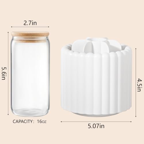 Anyoifax White Rotating Makeup Brush Holder Organizer with Removable Dividers - Small