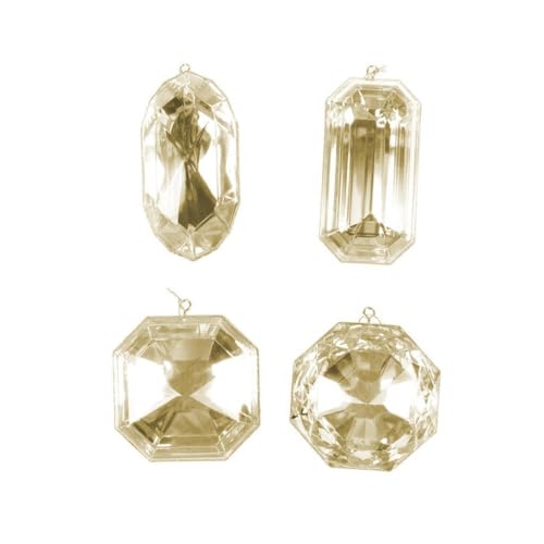 Champagne Jewel Christmas Ornaments Set, 4 Assorted Sparkle Shaped Ornaments 4–5 in