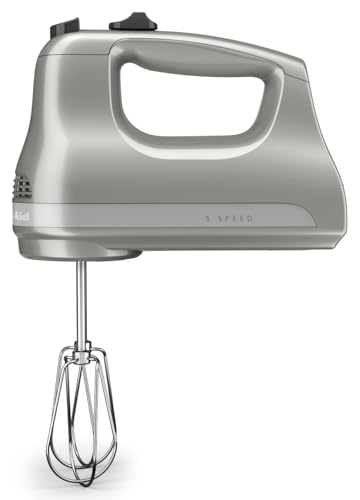 5-Speed Electric Hand Mixer with Stainless Steel Beaters, Contour Silver