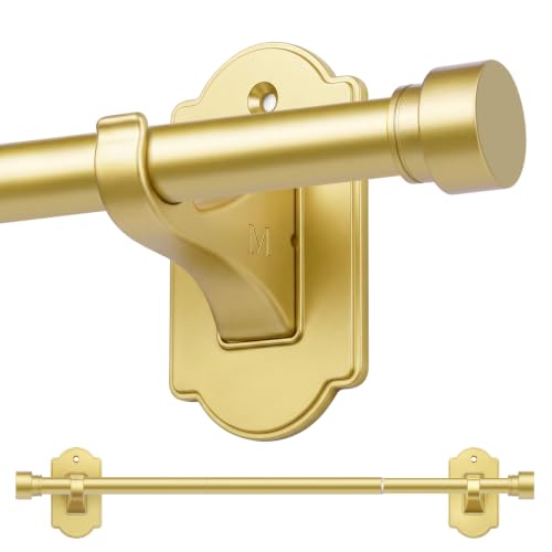 No-Drill Gold Curtain Rod - Adjustable 32 to 58 Inch Window Drapery Rod