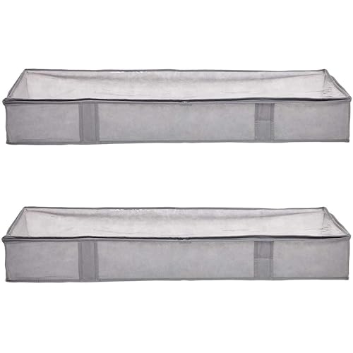 Under Bed Storage Bags for Clothes and Blankets, 18x42x6 Gray 2-Pack
